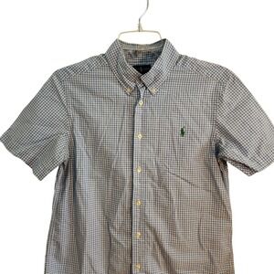 Ralph Lauren Boys' Blue Gingham Check Short Sleeve Shirt Size L (14-16)‎